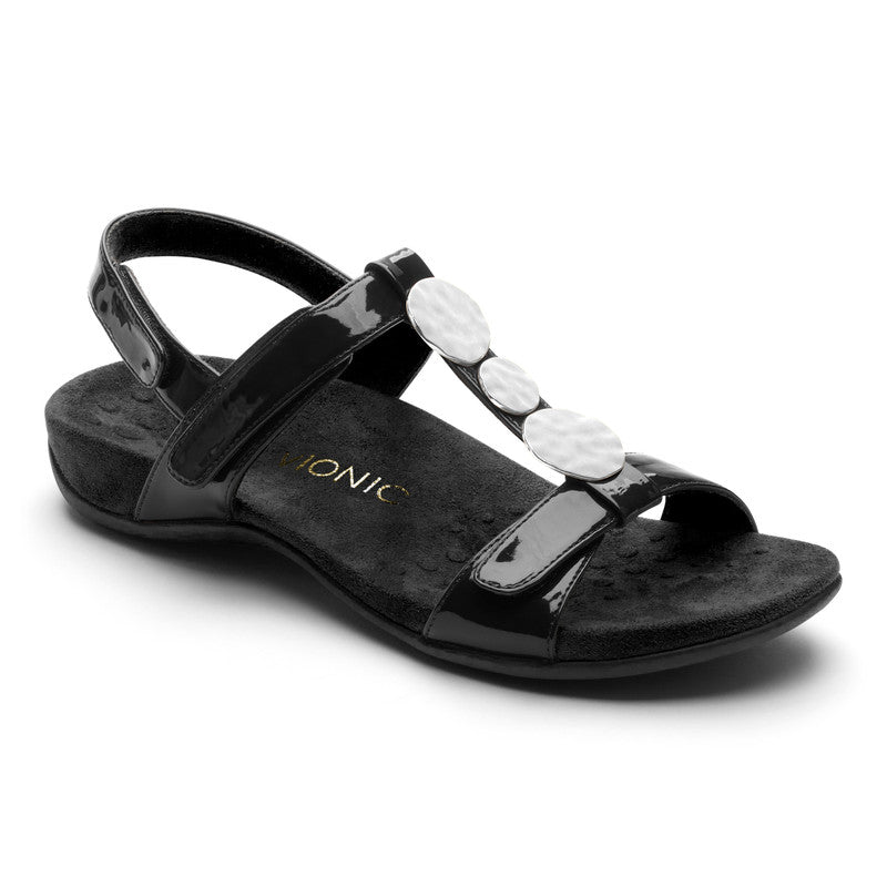 Vionic black hot sale patent sandals